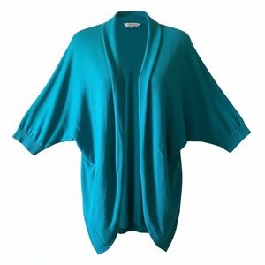 Mossimo Womens Cardigan Sweater Teal 3/4 Sleeve Open Front Lightweight Size M